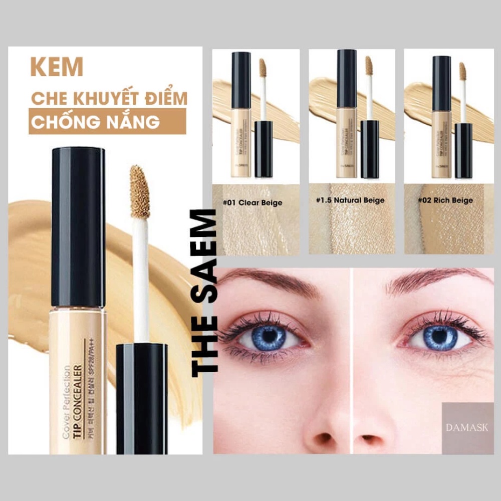 Che khuyết điểm The Saem Cover Perfection Tip Concealer 10ml giúp che những khuyết điểm trên da