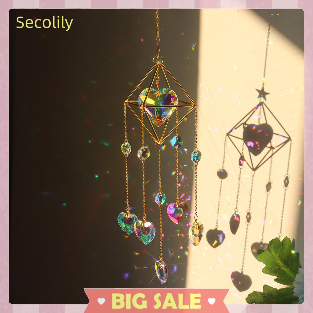 Chuông Gió Pha Lê Hình Trái Tim Treo Trang Trí Nhà Cửa/Vườn