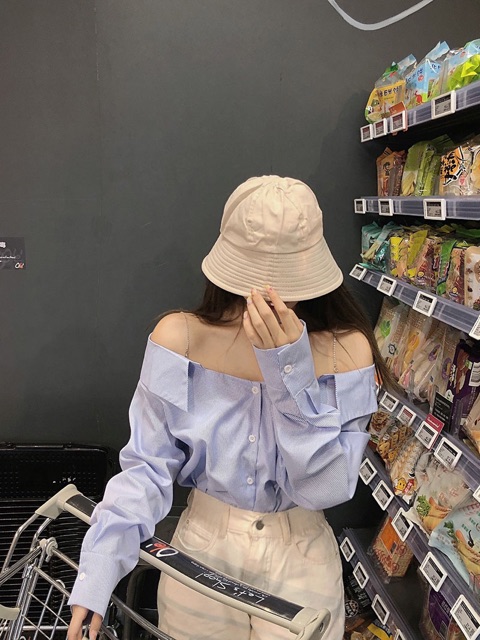 [Order taobao Áo sơmi trễ vai hai dây bling bling