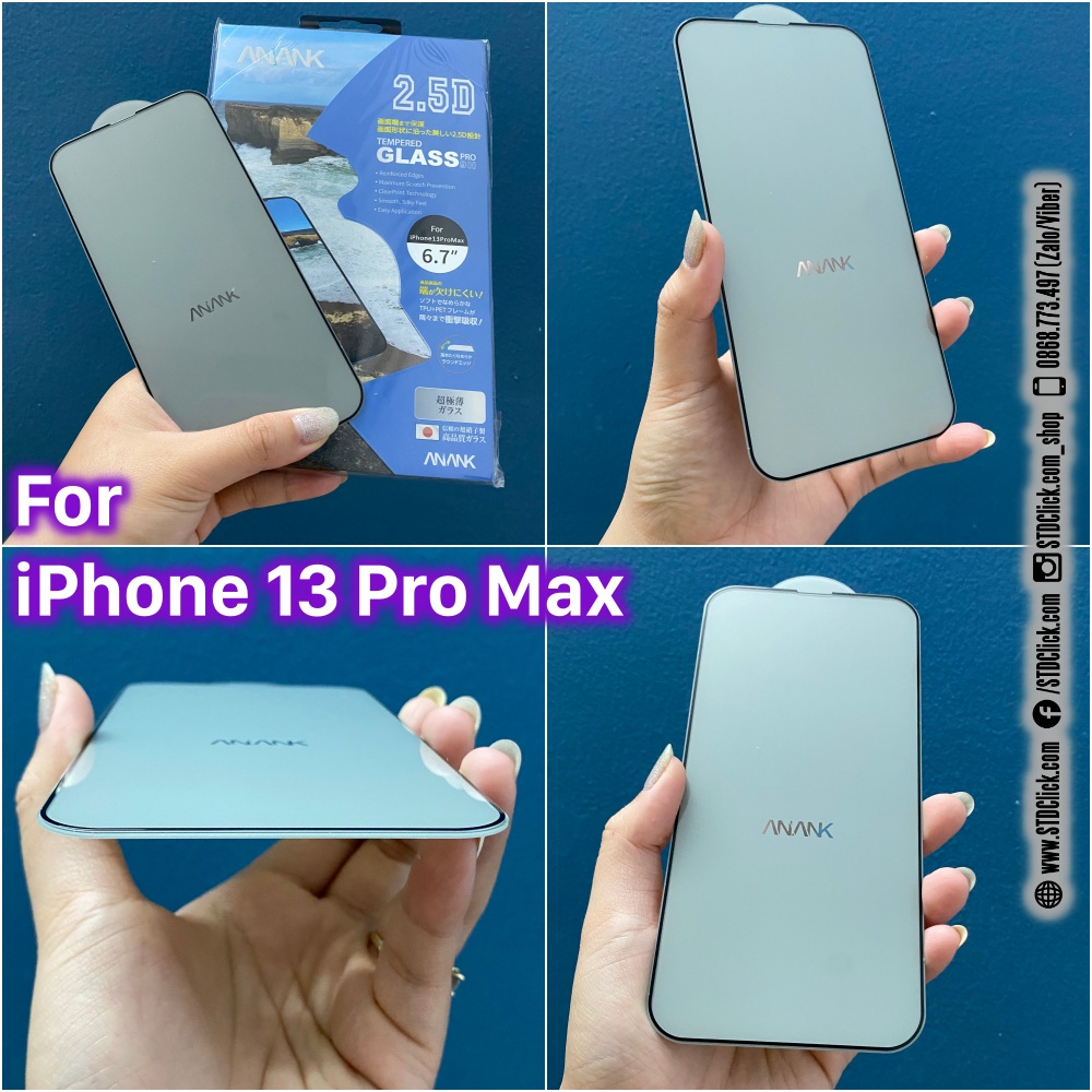 KÍNH CƯỜNG LỰC IPHONE 14 PRO MAX-14 PRO-14 PLUS-14-13 PRO MAX-13 PRO-13 MINI ANANK VIỀN ĐEN 2.5D CHÍNH HÃNG
