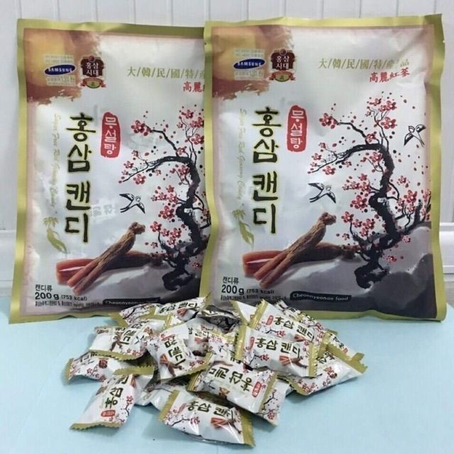 Kẹo hồng sâm cành đào không đường 200gr . Hsd: 3/2024