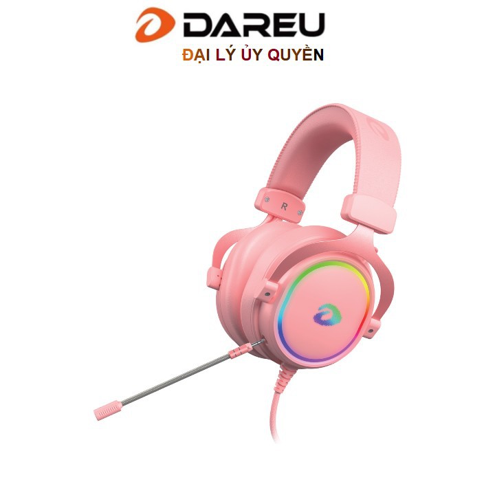 Tai Nghe Dareu EH925S Pink Gaming - LED RGB 7.1 giả lập ( mic rời - EH925s hồng )