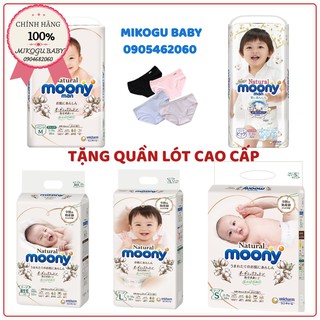 [KÈM QUÀ TẶNG]TÃ/BỈM MOONY NATURAL NỘI ĐỊA NHẬT CHÍNH HÃNG CỘNG MIẾNG DÁN/QUẦN ĐỦ SIZE NB63/S58/M48/L36/XL32