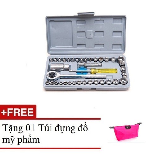 Bộ dụng cụ 40 món sửa ô tô, xe máy tặng túi đồ mỹ phẩm - BX0683