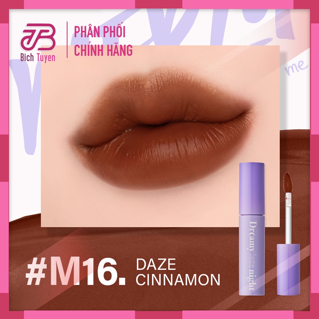 M15 - M16 - M17 Son Kem Lì Merzy Dreamy Late Night Mellow Tint - Phiên bản A Late Night Mood - Son Kem Merzy Dreamy Late