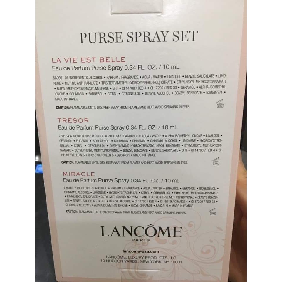 Sét 3 chai 10ml Lancome Purse Spray Set Exclusively Yours USA XÁCH TAY MỸ
