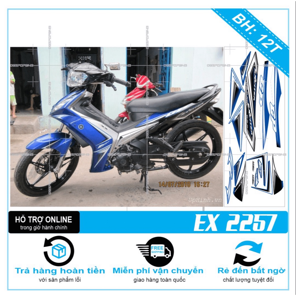 TEM RỜI EX 2010 TRẮNG XANH GP 2257 -- SHIN DECAL 2