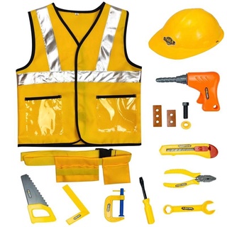 Nhập vai bộ đồ chơi xây dựng công nhân bộ trang phục cho trẻ em trang phục nghề nghiệp hạng nặng phù hợp với trẻ em trang phục