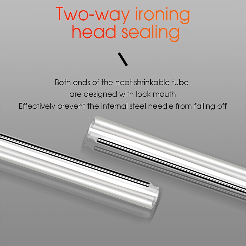 100 cái Sợi trần Ống co nhiệt bằng thép không gỉ sợi trong suốt Ống co nhiệt 60mm Ống nối sợi quang Ống nối ống