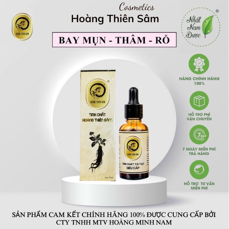 Serum Giảm Mụn Thâm Rỗ - Tinh Chất Hoàng Thiên Sâm 30ml Tái Tạo Da [Loại Thường]