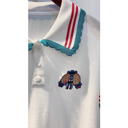 Áo Phông nữ polo [HOT🔥] phối viền xanh đỏ chất len mongtoghi siêu mềm mịn | BigBuy360 - bigbuy360.vn
