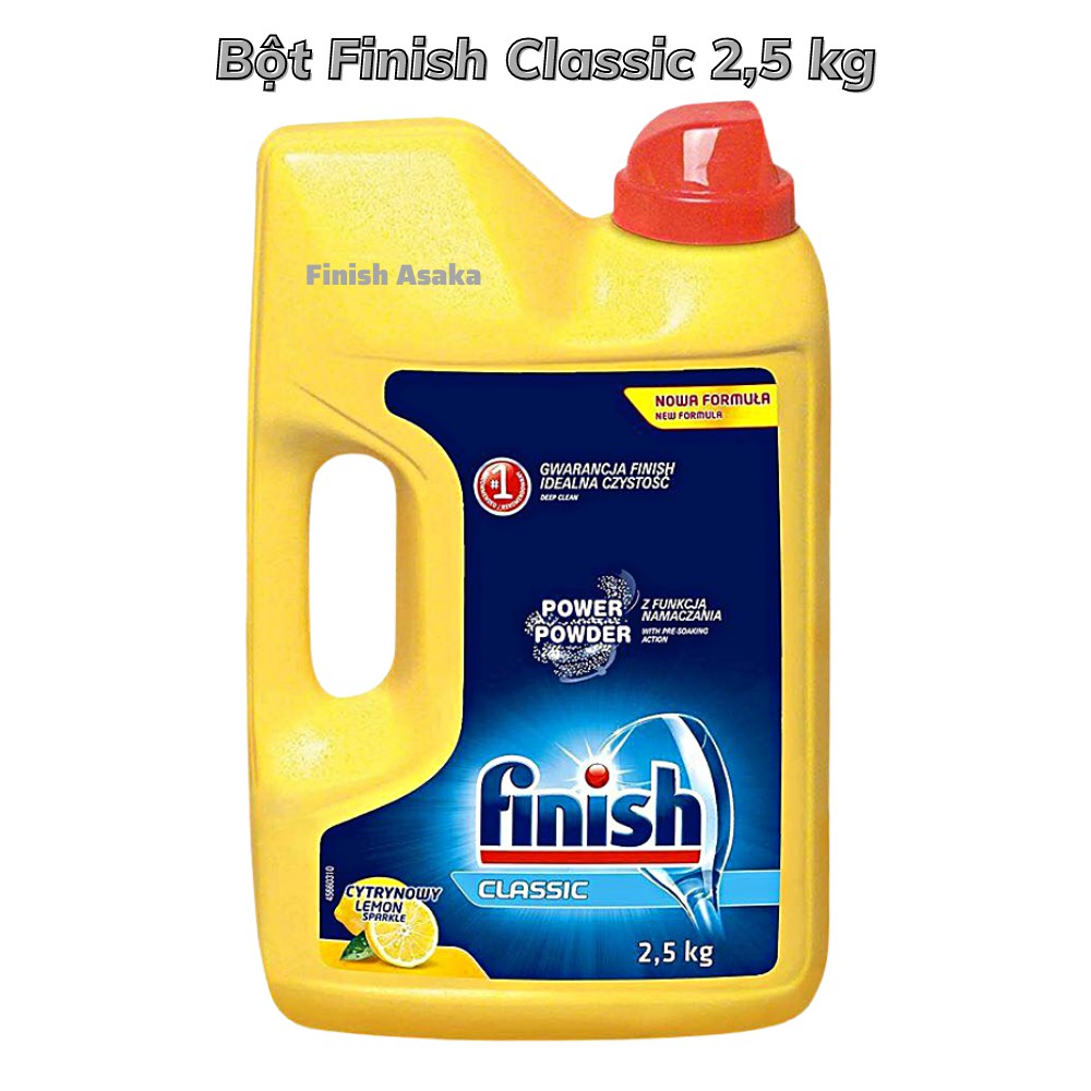 Bột rửa bát Finish Classic hương chanh thơm mát can 2.5kg