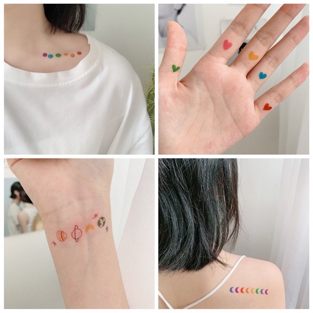 30 tờ xăm dán tạm thời phong cách Huyna Hàn Quốc dễ thương mini tattoo đẹp cute đáng yêu hot trend tiktok