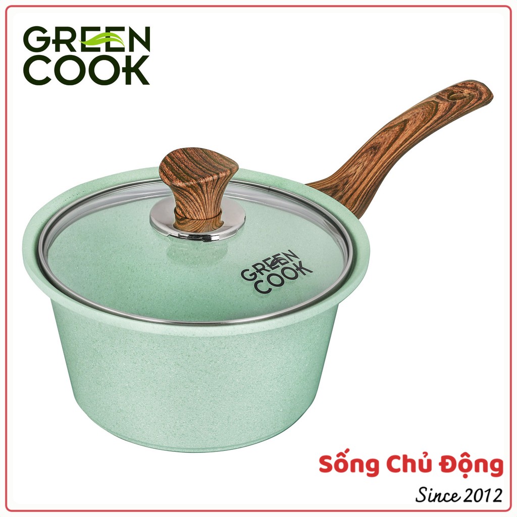 Nồi đúc ceramic vân đá, nồi bếp từ 인덕션 쿠커  Green Cook dùng được mọi loại bếp