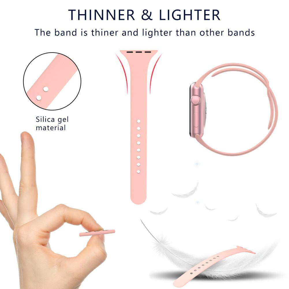 Dây Đeo Silicone Mỏng Cho Đồng Hồ Thông Minh Apple Watch 45mm 41mm 44mm 40mm 42mm series 5 4 SE 6 7