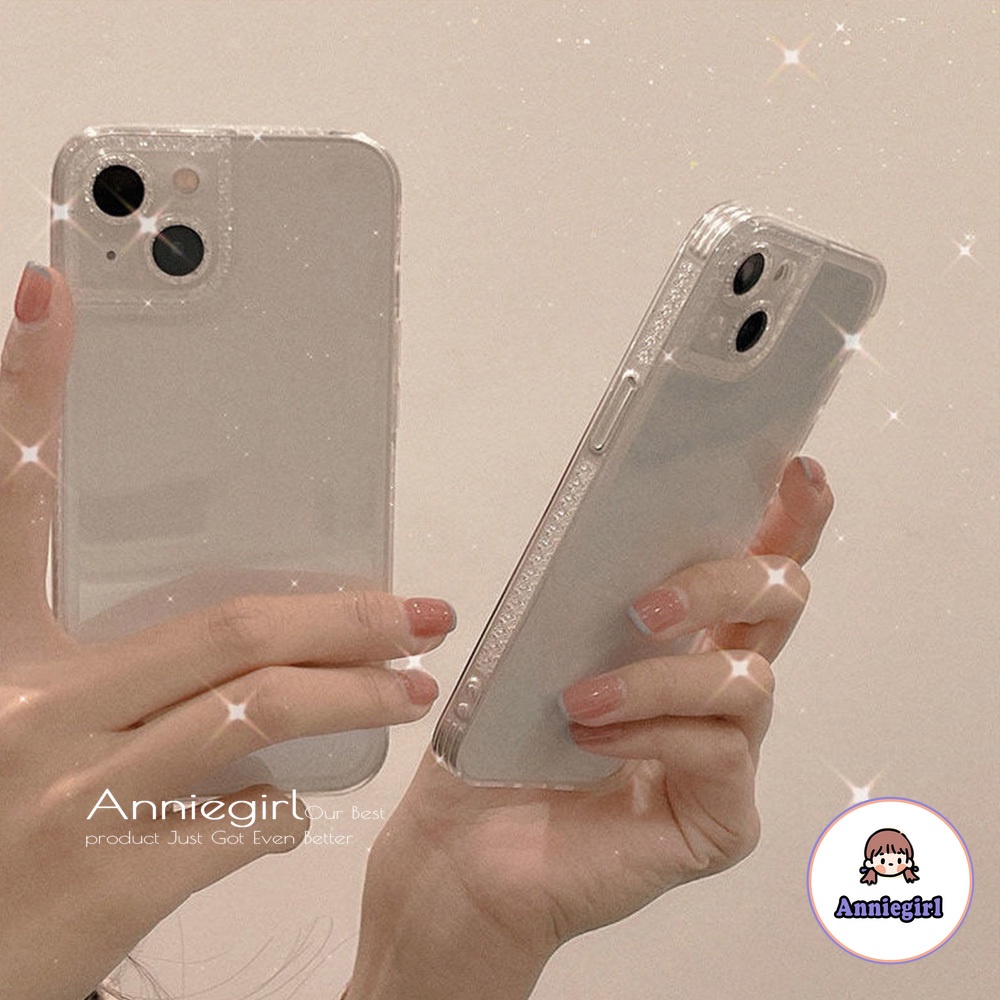 Ốp Điện Thoại TPU Dẻo Viền Vuông Đính Đá Lấp Lánh Sang Trọng Cho IPhone 13 12 11 Pro Max X XR 8 7 Plus