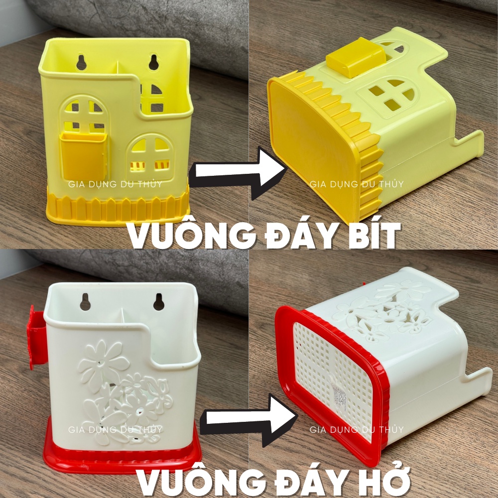 Ống đựng đũa muỗng không nắp để bàn quán ăn hình tròn hình vuông, chất liệu nhựa PP, có ngăn đựng tăm xỉa răng