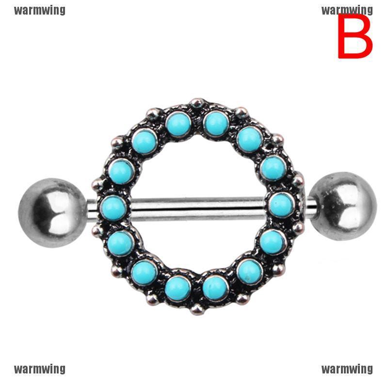 Nhẫn Hình Mặt Trăng Bằng Thép Không Gỉ Đính Đá Ngọc Lam