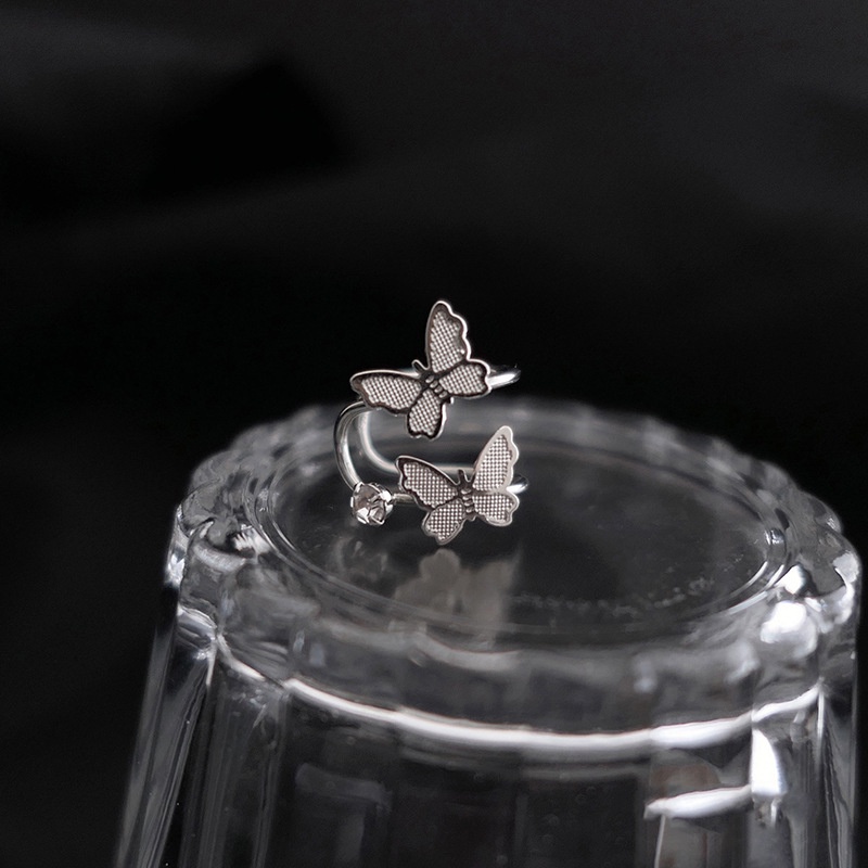 YEEZII Bông Tai Bạc Hình Bướm Đính Kim Cương Không Gây Dị Ứng Thời Trang Cho Nữ