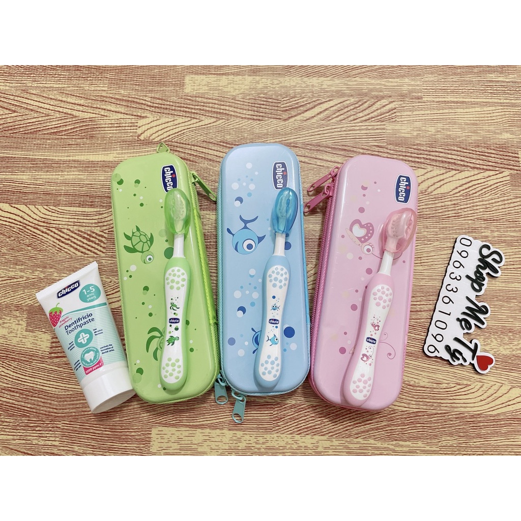 Combo Kem đánh răng Dâu Chicco 50ml + Bàn chải đánh răng Chicco cho bé từ 1 tuổi