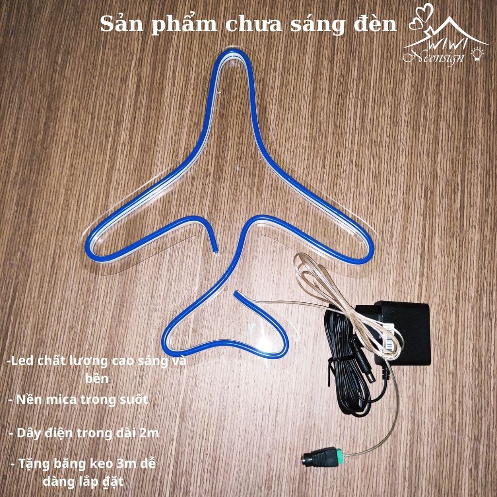 Đèn led neon hình máy bay | 31x28 cm | Đèn led neon theo yêu cầu trang trí decor quà tặng cực chất