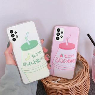 Samsung Galaxy S22 S21 Plus A02 M02 A03 Note 8 9 10 20 Plus Note 10 Lite J7 J5 J2 Prime J2 J3 J5 J7 Pro J7 Plus C9 Pro J4 J6 J8 Plus 2018 Hộp đựng điện thoại chai sữa dâu dễ thương