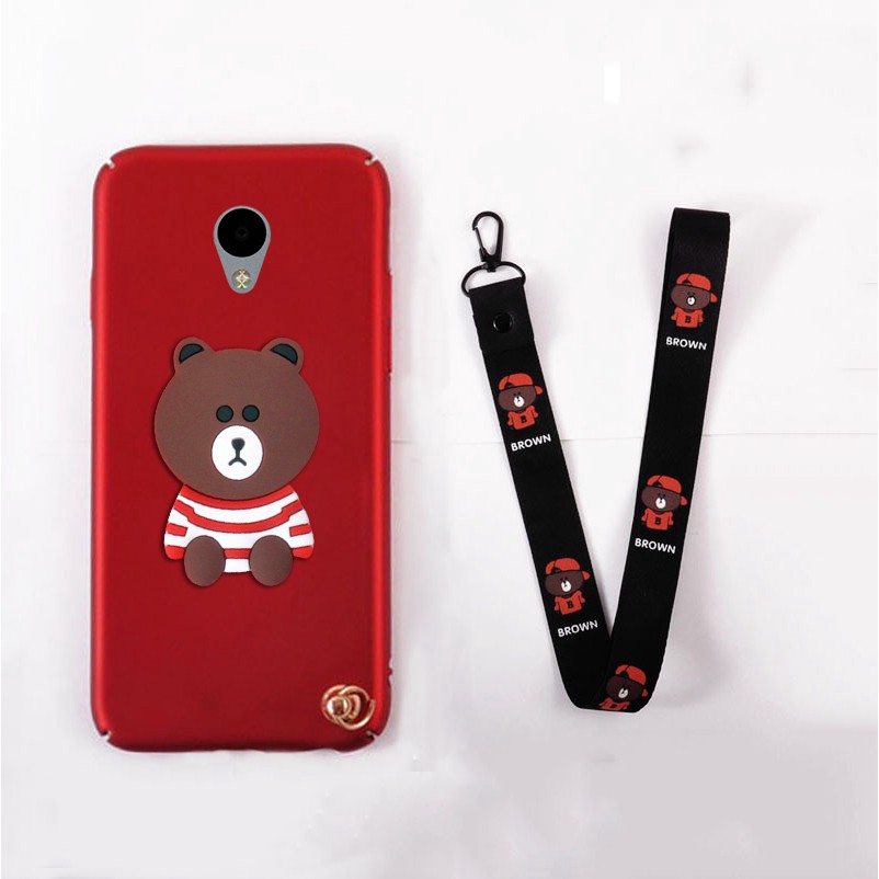 Meizu M3S M3 Note M5 Note M5C M5S MX6 M6 Case Carton Bear With Strap phone case