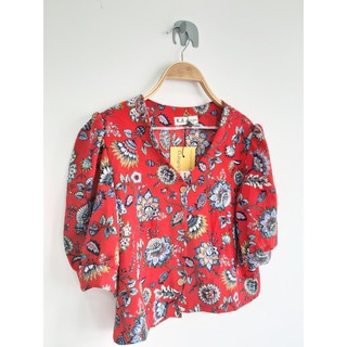 [Mã BMTTC60K giảm đến 60K đơn 50K] Áo Cổ Tim Tay Phồng - LEO's clothing AK1021