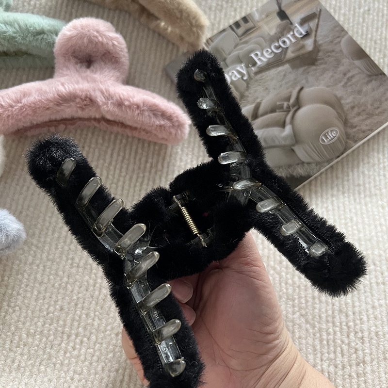 Kẹp Tóc Cá Mập 11cm Đính Bóng Lông Phong Cách Hàn Quốc Thanh Lịch Cho Nữ