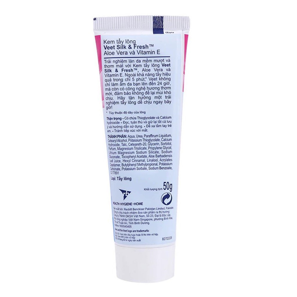 VEET Kem Tẩy Lông Cho Da Nhạy Cảm - VEET Silk &amp; Fresh Hair Removal Cream, Sensitive Skin 50G