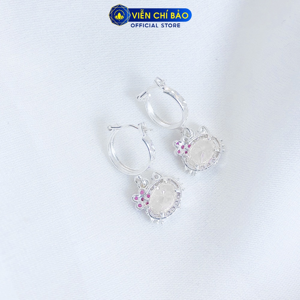 Bông tai bạc nữ Kitty trắng trẻ em chất liệu bạc S925 thời trang phụ kiện trang sức nữ Viễn Chí Bảo B400518x