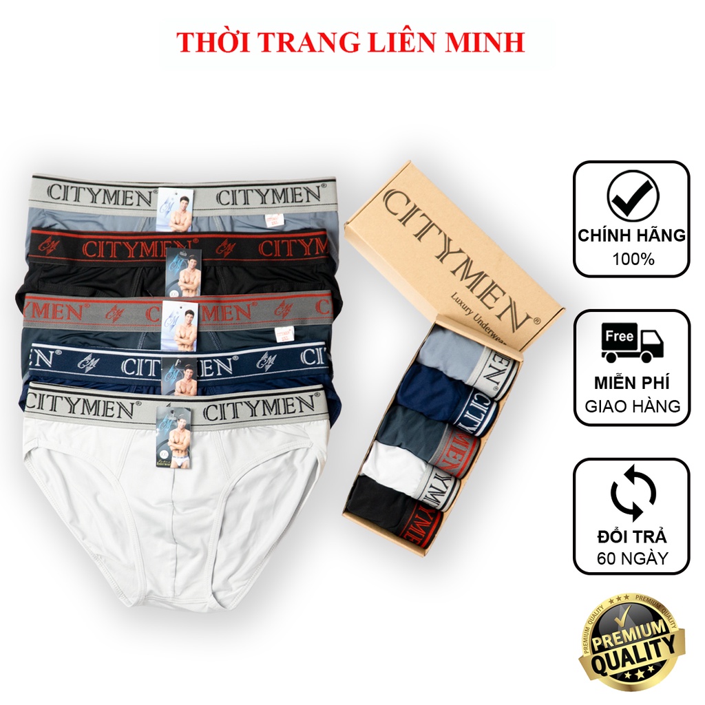 Hộp 5 quần lót nam CITYMEN thun lạnh cao cấp sịp tam giác co dãn 4 chiều