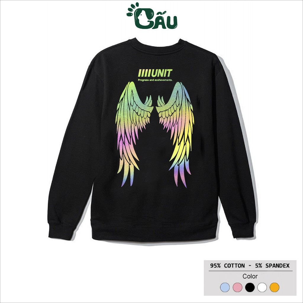 Áo sweater GẤU 194 vải thu đông co dãn, dày dặn mềm mịn form rộng phong cách Unisex - UNIT ĐÔI CÁNH phản quang
