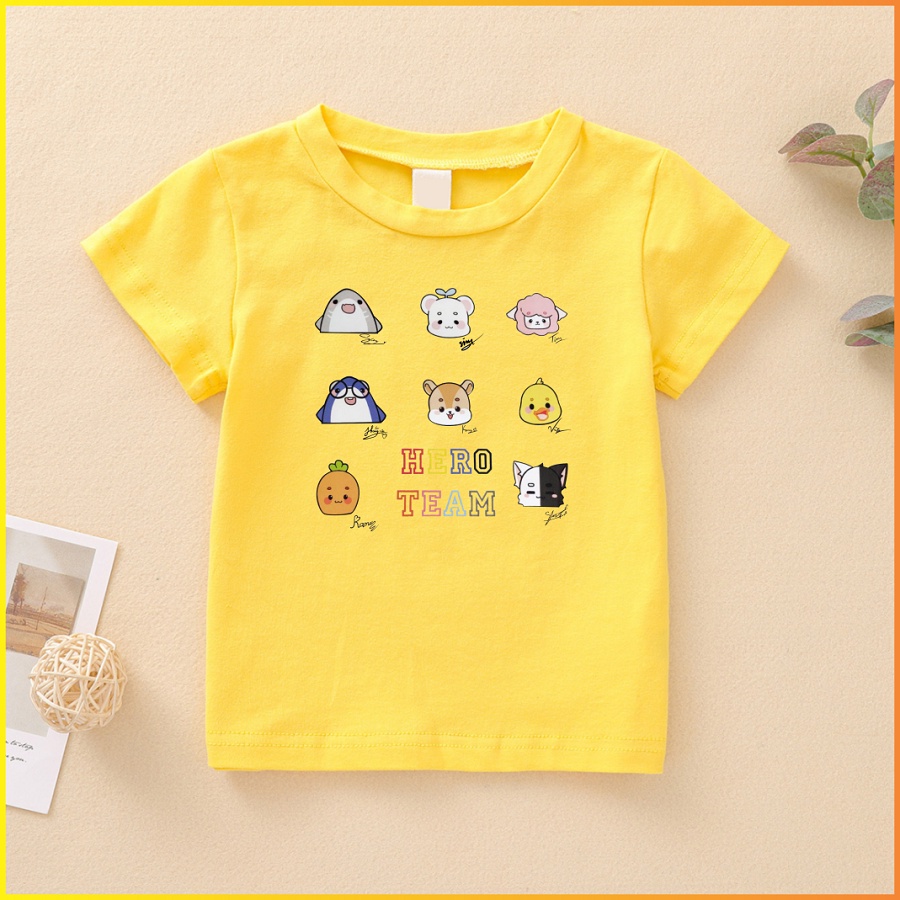 Áo Hero team màu vàng cực chất mini world cho bé trai bé gái