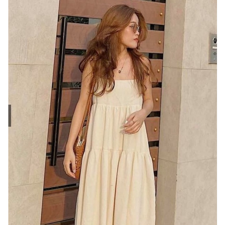 Váy maxi hai dây suông sắc màu Freesize Okella V001 ( Có ảnh Shop chụp)