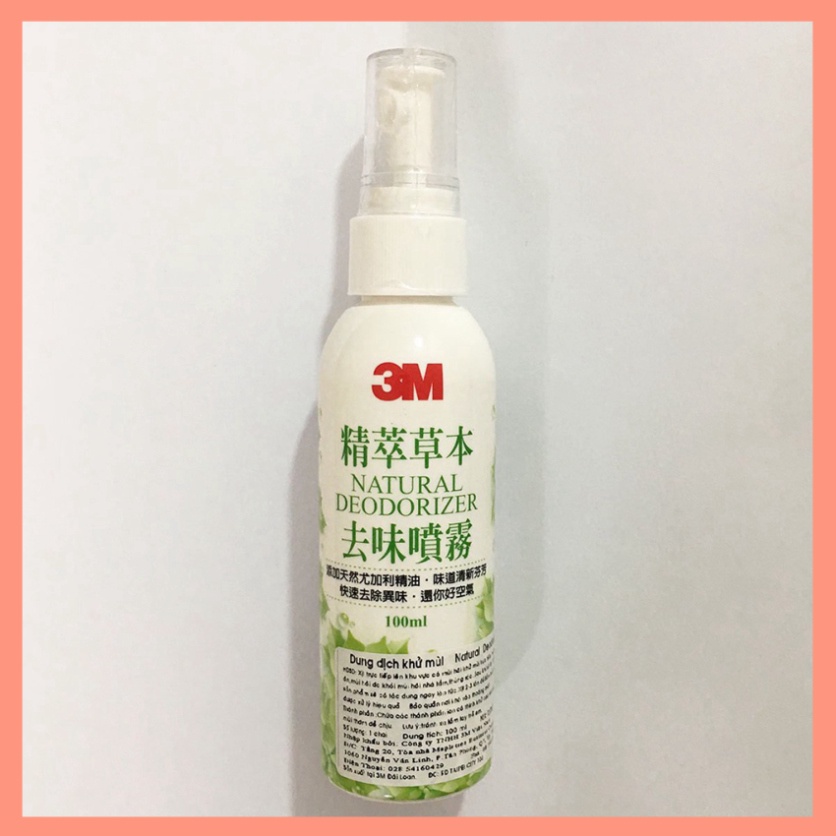 Chai Xịt Khử Mùi Diệt Khuẩn Ô Tô 3M 12009 Natural Deodorizer 100ml Dùng Cho Xe Hơi, Văn Phòng, Gia Đình