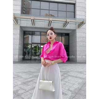 SET ÁO SƠ MI THÔ HÀN CHÂN VÁY LỤA ĐUÔI CÁ HOT HIT