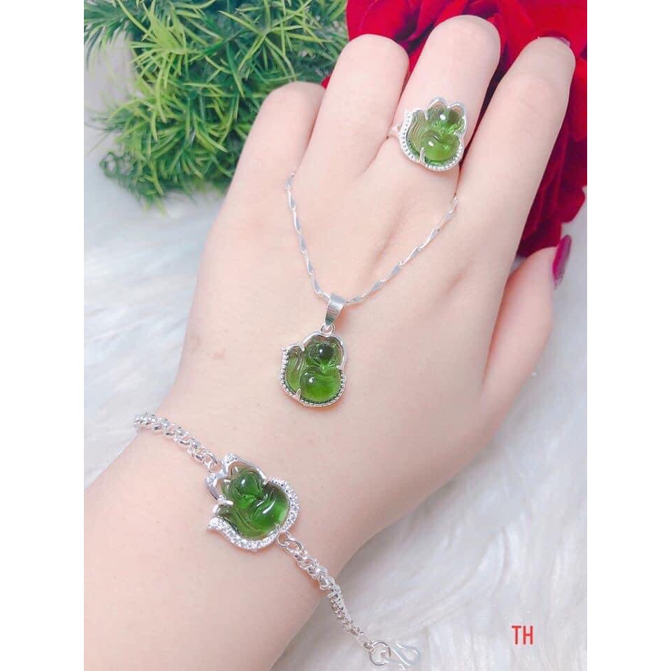 Bộ trang sức bạc hồ ly 3 món dây chuyền nhẫn lắc tay chất liệu bạc ta sáng đẹp