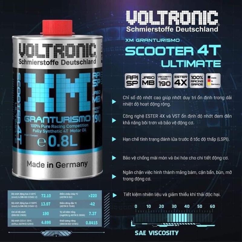 Nhớt Voltronic XM Scooter Ultimate 800ml