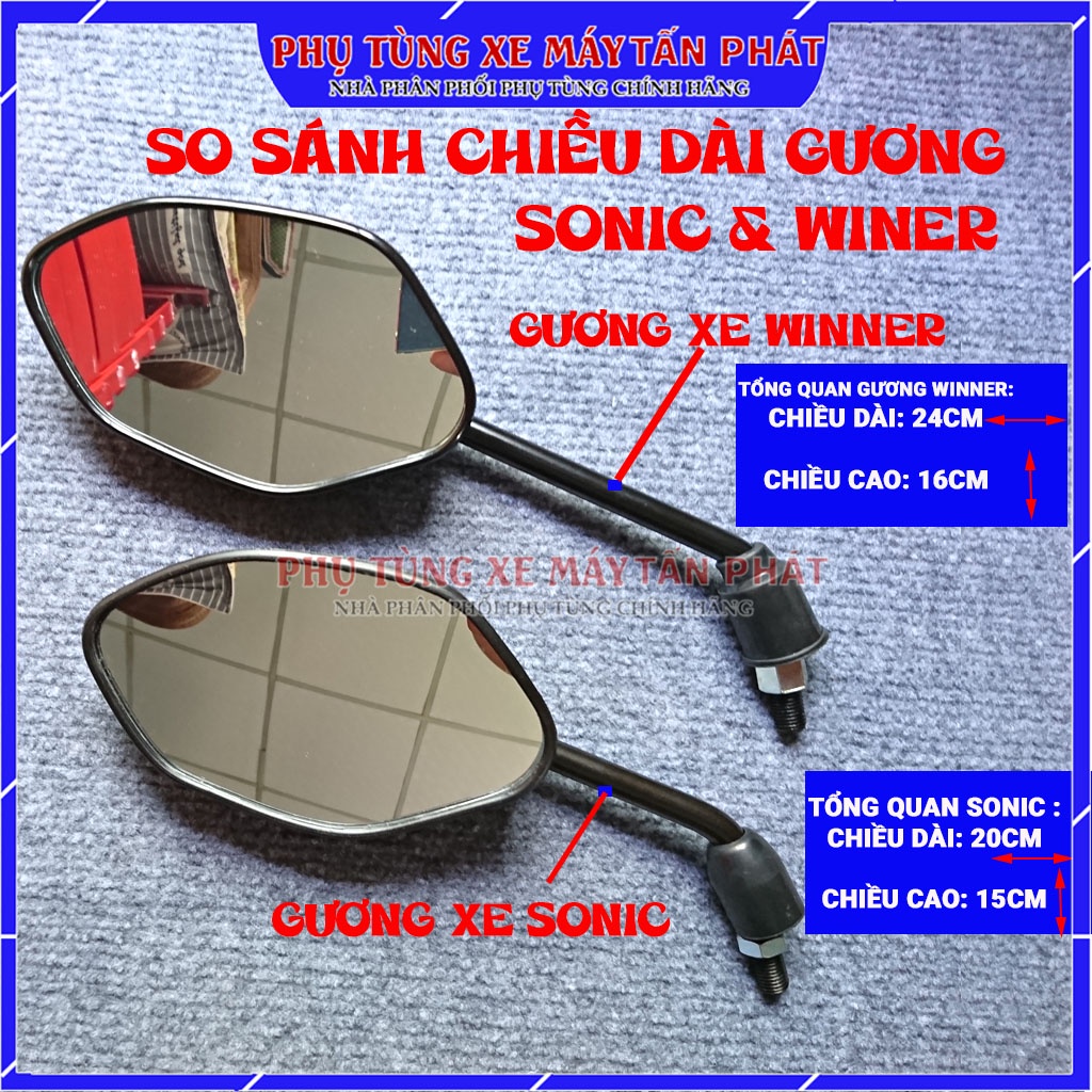 Gương Kính chiếu hậu Chân Ngắn Sonic &amp; winner 150 &amp; winner x Hãng Honda (1cặp Gồm Trái + Phải) Cam Kết Hàng Thiệt