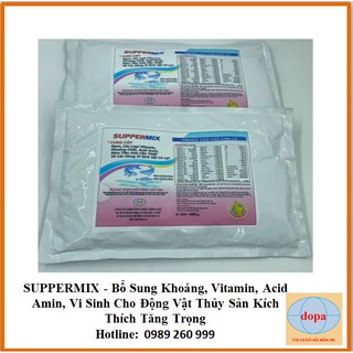 Suppermix dopa gói 1kg bổ sung khoáng, vitamin, acidamin, vi sinh cho động vật thủy sản dopa.com.vn