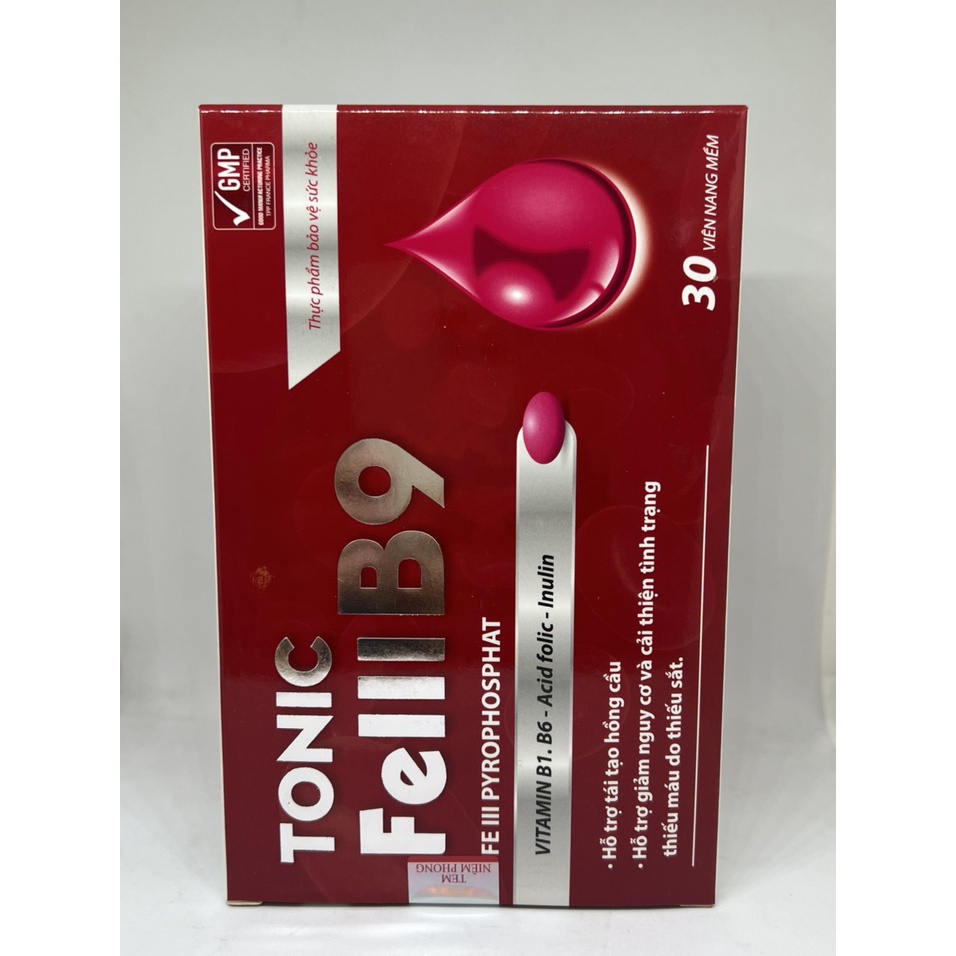 Viên Uống Tonic Felll B9 Bổ Sung Sắt, Acid Folic Cho Cơ Thể, Hỗ Trợ Tái Tạo Hồng Cầu