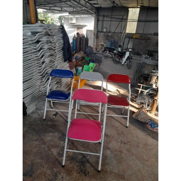 [Xưởng Sản Xuất] Ghế đệm gấp gọn, ghế sắt sơn tĩnh điện nhiều màu sắc gấp gọn, dễ dàng sử dụng