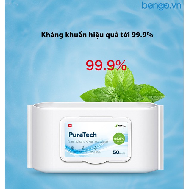 Khăn Ướt Vệ Sinh Smartphone JCPAL Puratech 75% Alcohol - Gói 50 Miếng