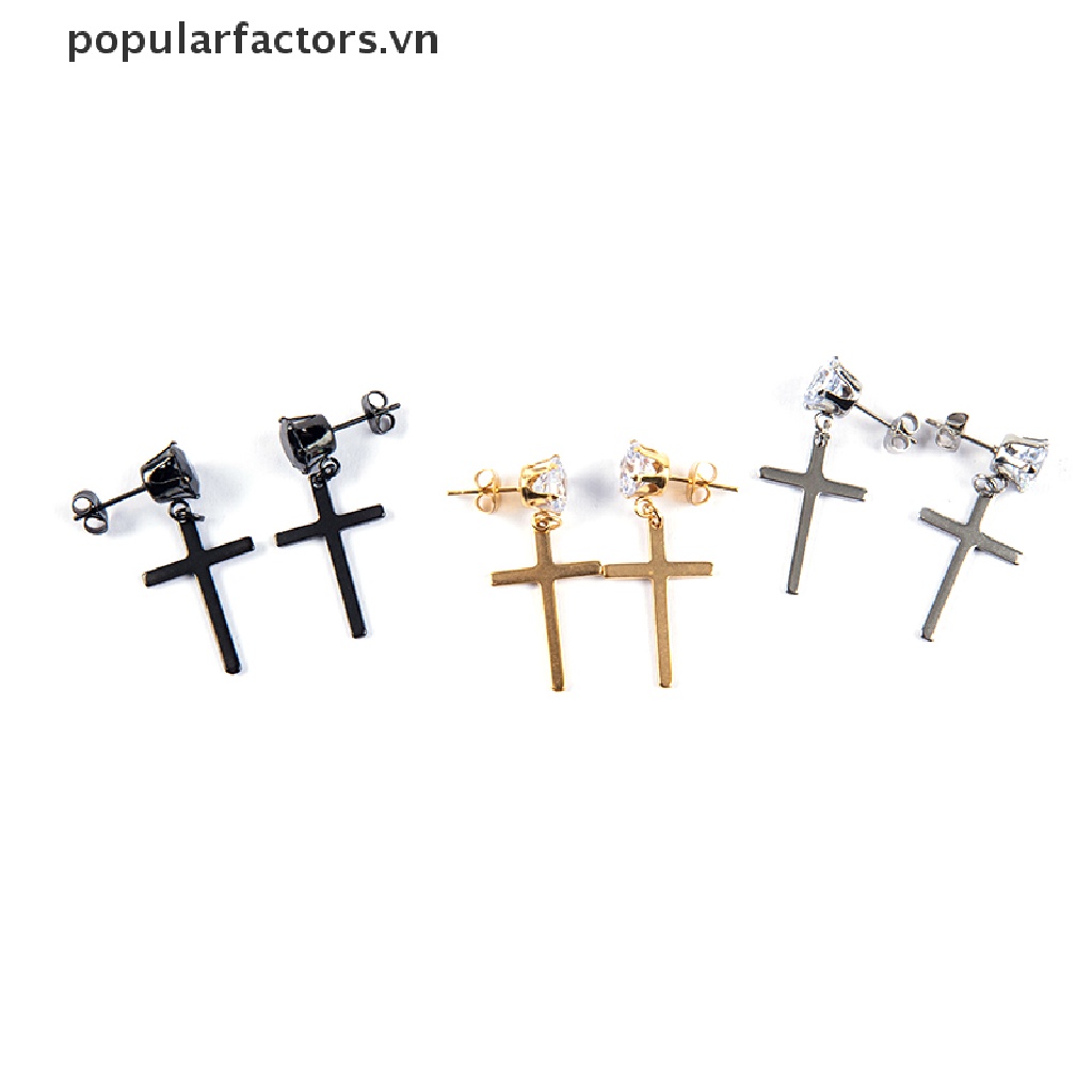 Khuyên Tai Hình Thánh Giá Bằng Thép Không Gỉ Cho Nam