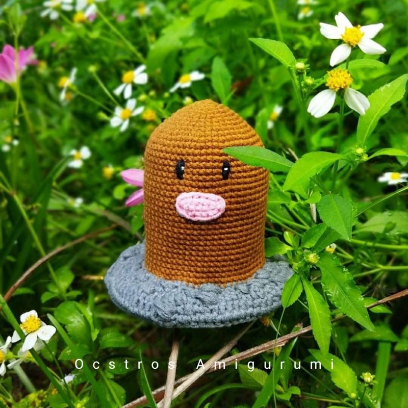 Thú nhồi bông Pokemon Diglett bằng len handmade - đồ chơi an toàn Amigurumi