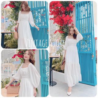 Đầm Maxi tay lỡ, đầm xoè xếp tầng, ngực xếp li, chuẩn xinh như thần tiên tỉ tỉ luôn