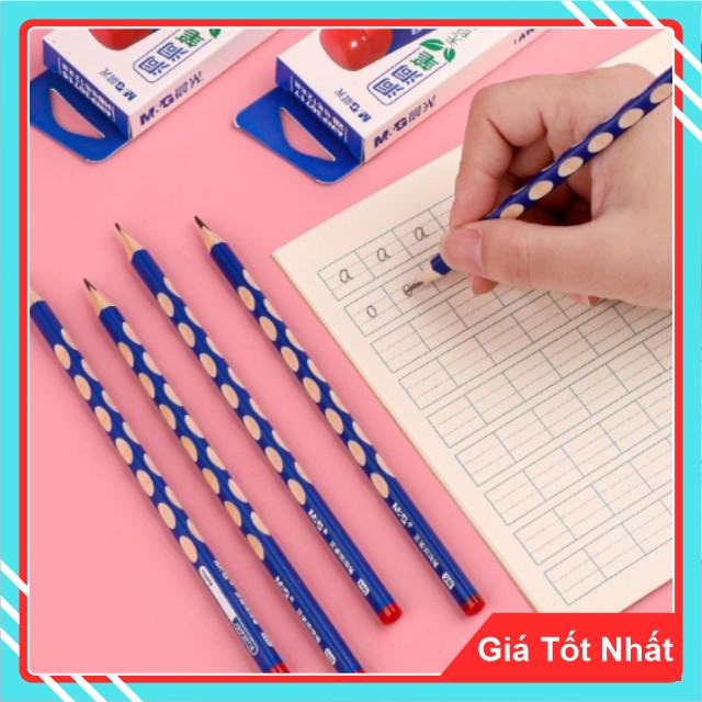 Bút Chì Định Vị Cầm Tay 2B M&amp;G 30717- Ngòi Mềm Không Gãy, Thiết Kế Khắc Rãnh Đinh Vị Giúp Bé Cầm Bút Đúng Tư Thế