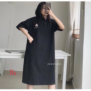 Váy polo cổ bẻ , đầm polo in chữ note hình người
