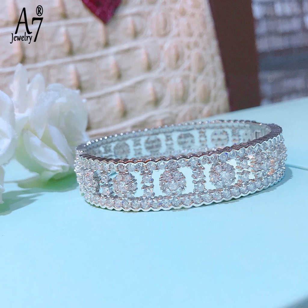 Vòng Tay A7 Đính Đá Kim Cương Giả Cao Cấp Sang Trọng Dành Cho Nữ